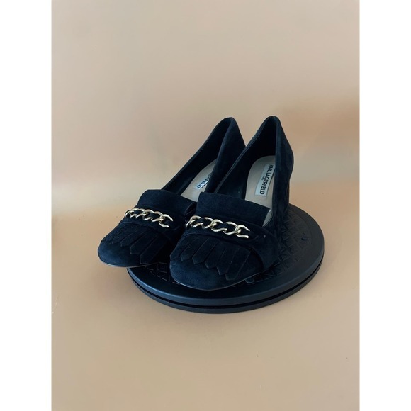 ***SOLD*** Womens Karl Lagerfeld Paris Suede Tassled Block Heels Size 10 Black… - Picture 1 of 5